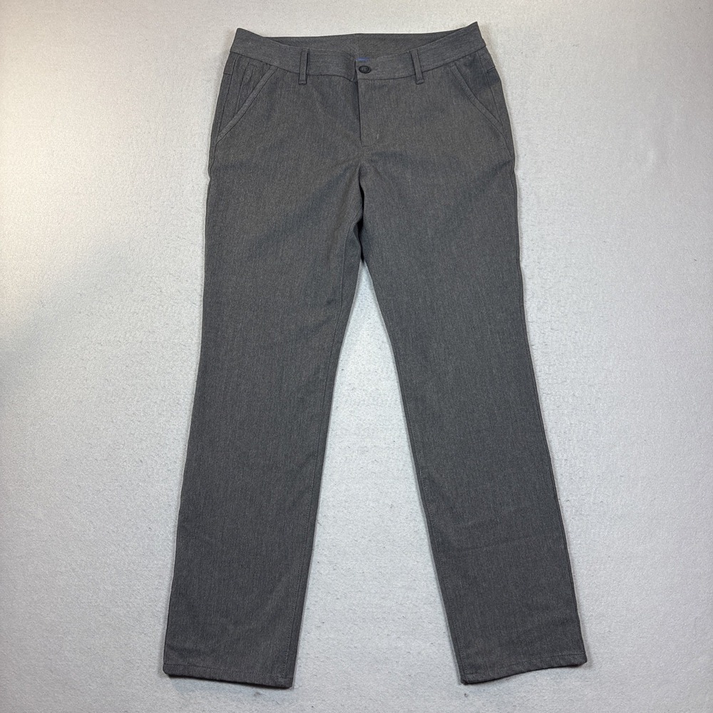 Eddie Bauer Women's 10 Gray Chino Pants Poly Blend Hiking Outdoor Tech EUC